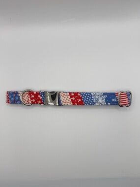 Handmade Patriotic Red, White & Blue Dog Collar